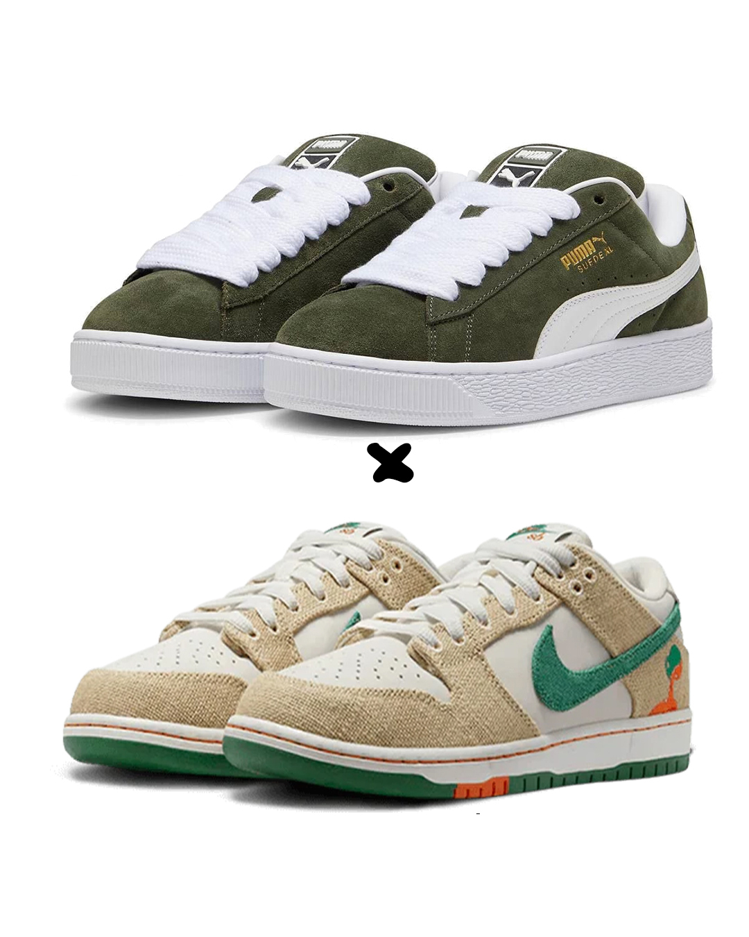 PUMA Suede XL 'Dark Olive White' X. NikeSB Dunk Low 'Jarritos'